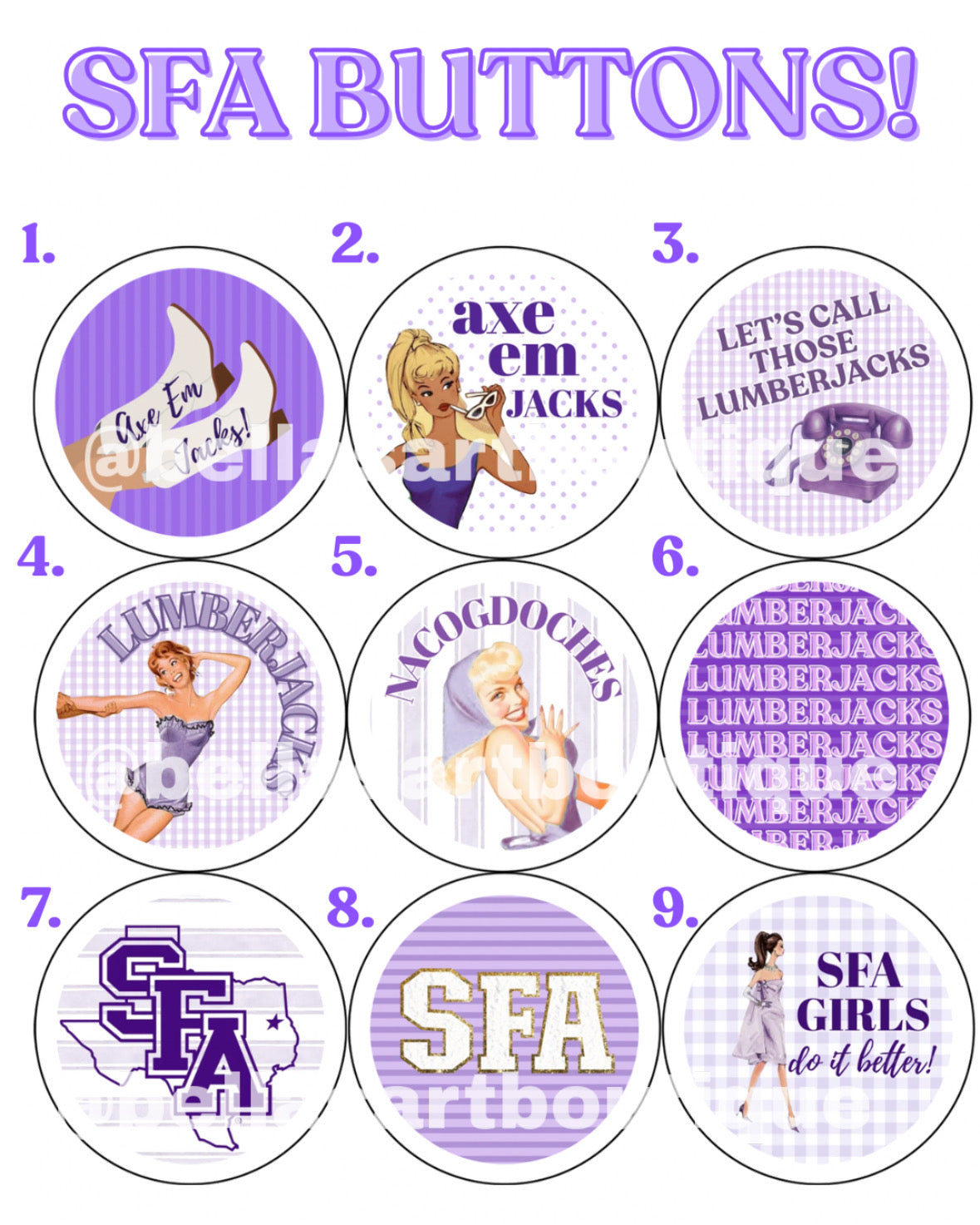 Stephan F Austin University Buttons!